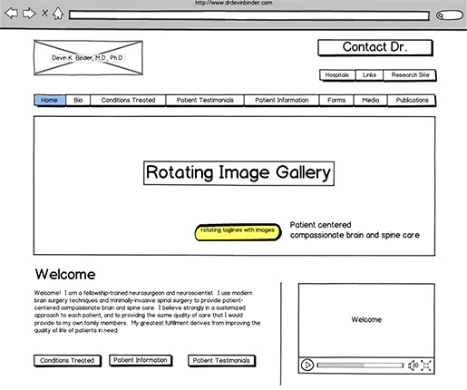 BESTcenteroc wireframe for home page