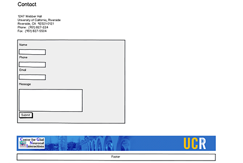 Translational wireframe for contact page
